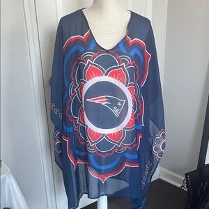 Patriots Navy Poncho with Red and White Accents